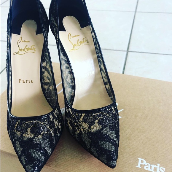 Never been worn Louboutin black lace stilettos. - Picture 3 of 4